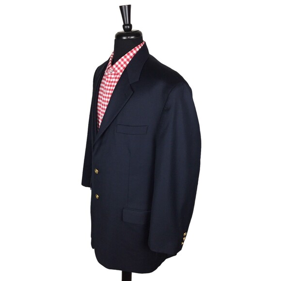 Lauren Ralph Lauren Mens Gold Button Navy Blue Wool Sport Coat Blazer Size 48R ?